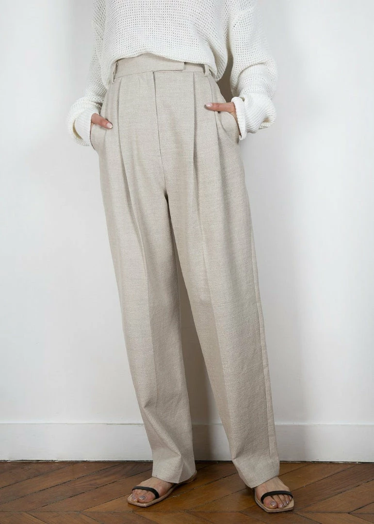 Outlet π The Frankie Shop Pace Pleated Linen Blend Pants - Sand β¨ 4 The Frankie Shop Pace Pleated Linen Blend Pants - Sand