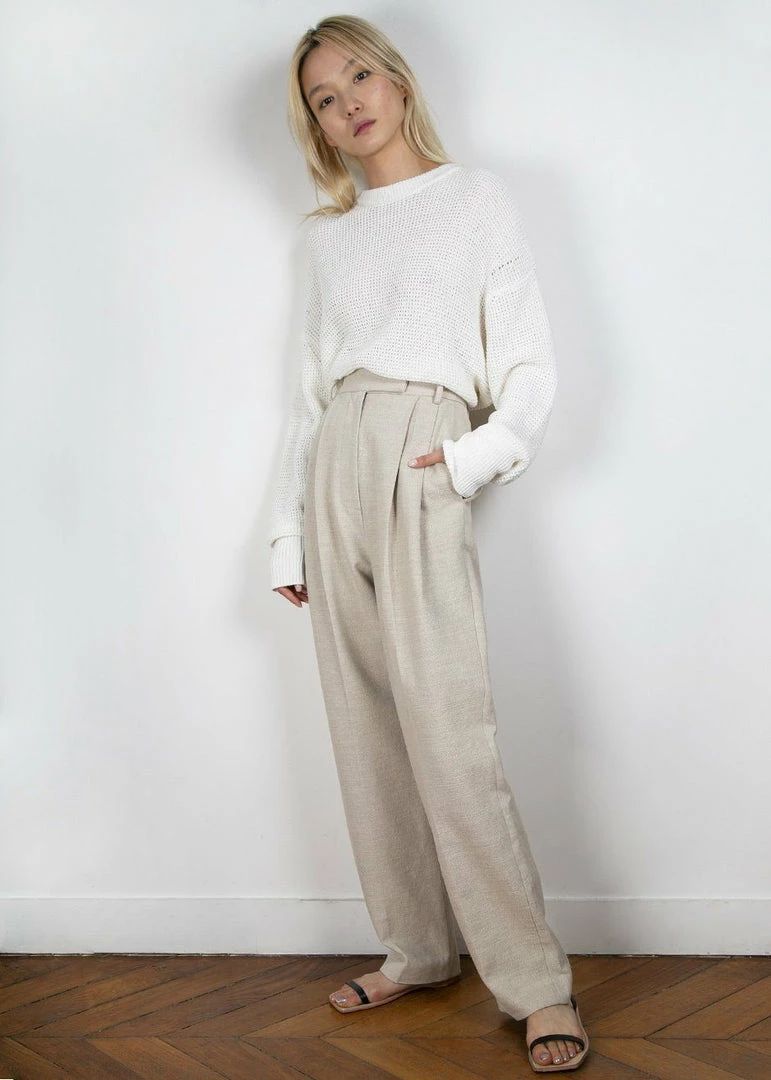 Outlet π The Frankie Shop Pace Pleated Linen Blend Pants - Sand β¨ 6 The Frankie Shop Pace Pleated Linen Blend Pants - Sand
