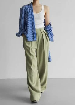 The Frankie Shop CLOTHING Port Pleated Pants - Sage