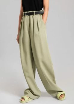 The Frankie Shop CLOTHING Port Pleated Pants - Sage