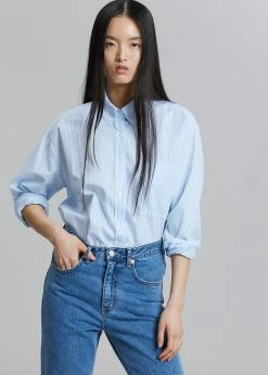 The Frankie Shop Prima Shirt - Blue Stripe CLOTHING