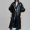 Maimia Reed Faux Leather Trench Coat - Black