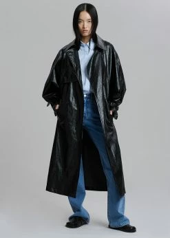 New π Maimia Reed Faux Leather Trench π§₯ Coat - Black β 14 Maimia Reed Faux Leather Trench Coat - Black