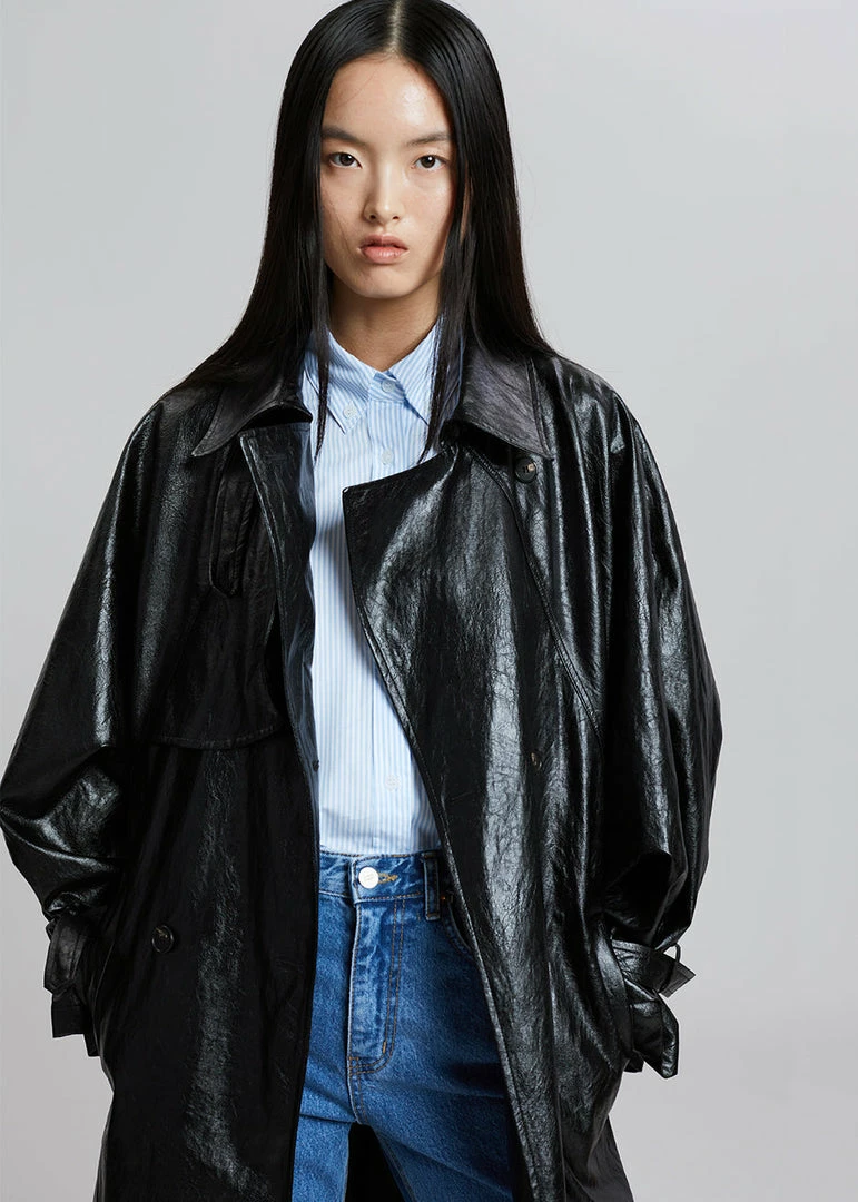 New π Maimia Reed Faux Leather Trench π§₯ Coat - Black β 5 Maimia Reed Faux Leather Trench Coat - Black
