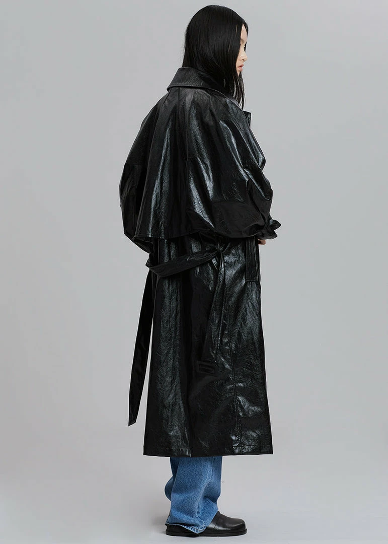 New π Maimia Reed Faux Leather Trench π§₯ Coat - Black β 7 Maimia Reed Faux Leather Trench Coat - Black