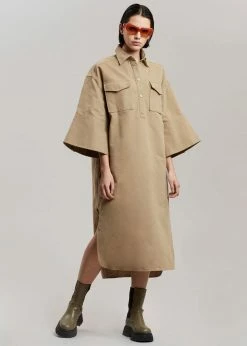CLOTHING REMAIN Bonny Shirt Dress - Greige