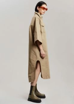 CLOTHING REMAIN Bonny Shirt Dress - Greige