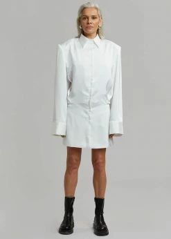 The Frankie Shop Rives Shirt Dress - Optic White CLOTHING