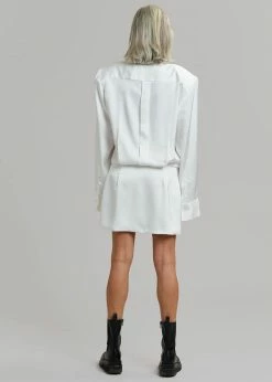 The Frankie Shop Rives Shirt Dress - Optic White CLOTHING