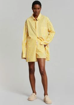 The Frankie Shop Riviera Boxer Shorts - Yellow Stripe CLOTHING