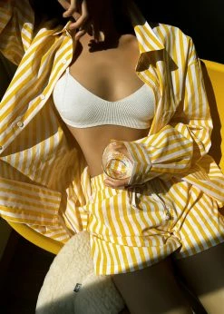 The Frankie Shop Riviera Boxer Shorts - Yellow Stripe CLOTHING