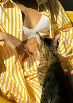 The Frankie Shop Riviera Oversized Shirt - Yellow Stripe CLOTHING