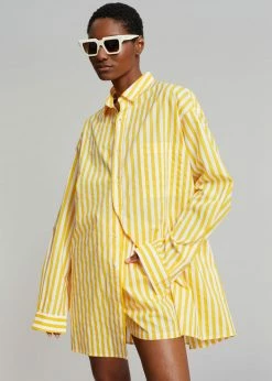 The Frankie Shop Riviera Oversized Shirt - Yellow Stripe CLOTHING