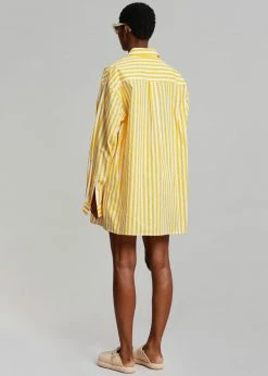 The Frankie Shop Riviera Oversized Shirt - Yellow Stripe CLOTHING