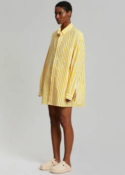 The Frankie Shop Riviera Oversized Shirt - Yellow Stripe CLOTHING