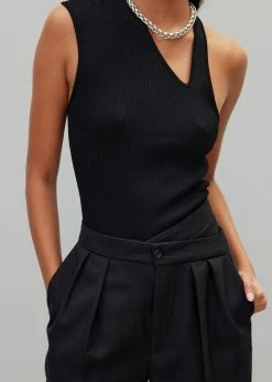 Róhe Liz Asymmetric Tank Top - Noir CLOTHING