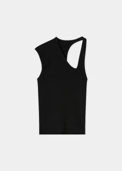 Róhe Liz Asymmetric Tank Top - Noir CLOTHING