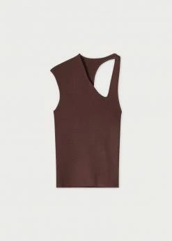 Róhe Liz Asymmetric Tank Top - Pure Chocolate