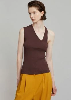Róhe Liz Asymmetric Tank Top - Pure Chocolate