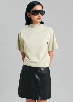 The Wave CLOTHING Ros Mock Neck Tee - Sage