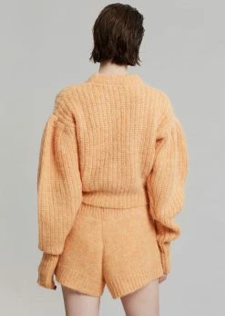 CLOTHING ROTATE Adley Logo Knit Jumper - Orange Pop