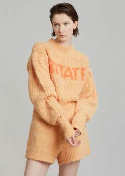 CLOTHING ROTATE Adley Logo Knit Jumper - Orange Pop