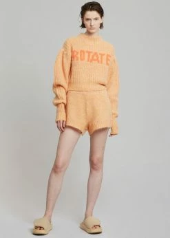 CLOTHING ROTATE Adley Logo Knit Jumper - Orange Pop