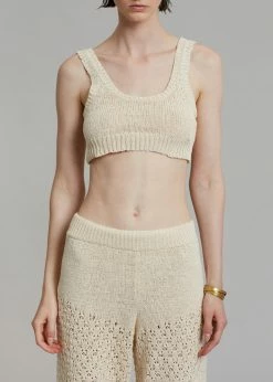 ROTATE Birdy Knit Top - White Asparagus