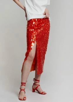 ROTATE Caitlin Skirt - Mandarin Red