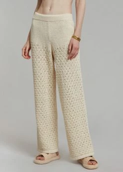 CLOTHING ROTATE Calla Knit Pants - White Asparagus