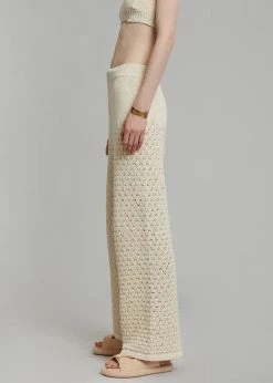 CLOTHING ROTATE Calla Knit Pants - White Asparagus