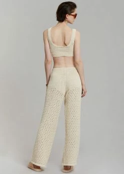 CLOTHING ROTATE Calla Knit Pants - White Asparagus