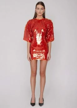 ROTATE Jasy Dress - Mandarin Red