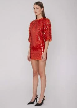 ROTATE Jasy Dress - Mandarin Red