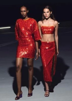 ROTATE Jasy Dress - Mandarin Red