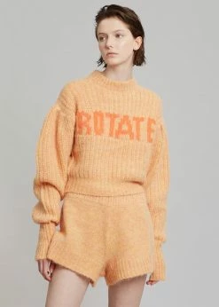The Frankie Shop ROTATE Susanna Knit Shorts - Orange Pop CLOTHING