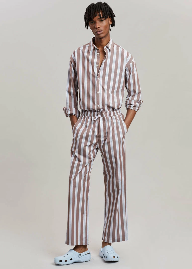 Best Sale ❤️ Samsoe Men Samsøe & Samsøe Marley 👕 Shirt - Brown Stripe ✨ 12 Samsoe Men Samsøe & Samsøe Marley Shirt - Brown Stripe