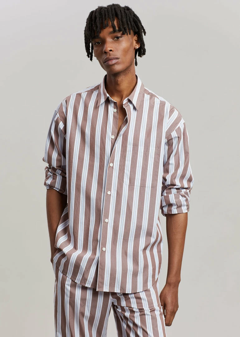 Best Sale ❤️ Samsoe Men Samsøe & Samsøe Marley 👕 Shirt - Brown Stripe ✨ 15 Samsoe Men Samsøe & Samsøe Marley Shirt - Brown Stripe