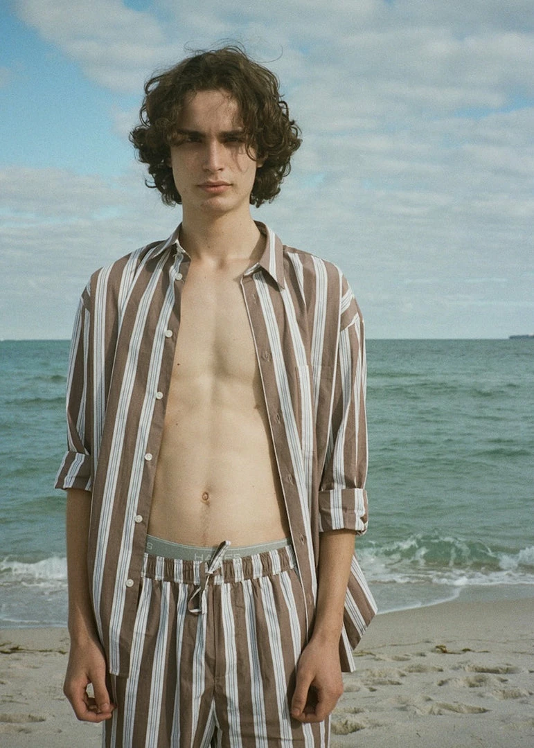 Best Sale ❤️ Samsoe Men Samsøe & Samsøe Marley 👕 Shirt - Brown Stripe ✨ 2 Samsoe Men Samsøe & Samsøe Marley Shirt - Brown Stripe