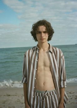 Best Sale ❤️ Samsoe Men Samsøe & Samsøe Marley 👕 Shirt - Brown Stripe ✨ 20 Samsoe Men Samsøe & Samsøe Marley Shirt - Brown Stripe