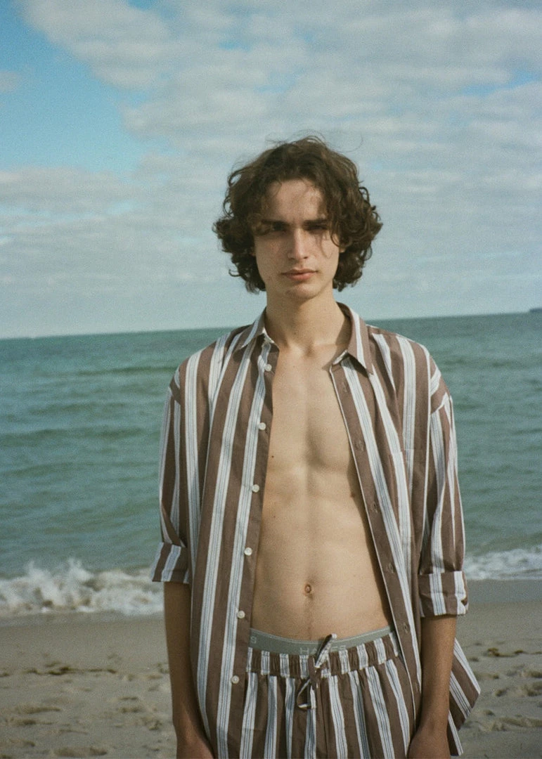 Best Sale ❤️ Samsoe Men Samsøe & Samsøe Marley 👕 Shirt - Brown Stripe ✨ 4 Samsoe Men Samsøe & Samsøe Marley Shirt - Brown Stripe