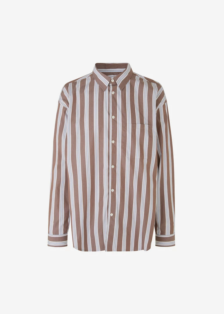 Best Sale ❤️ Samsoe Men Samsøe & Samsøe Marley 👕 Shirt - Brown Stripe ✨ 17 Samsoe Men Samsøe & Samsøe Marley Shirt - Brown Stripe