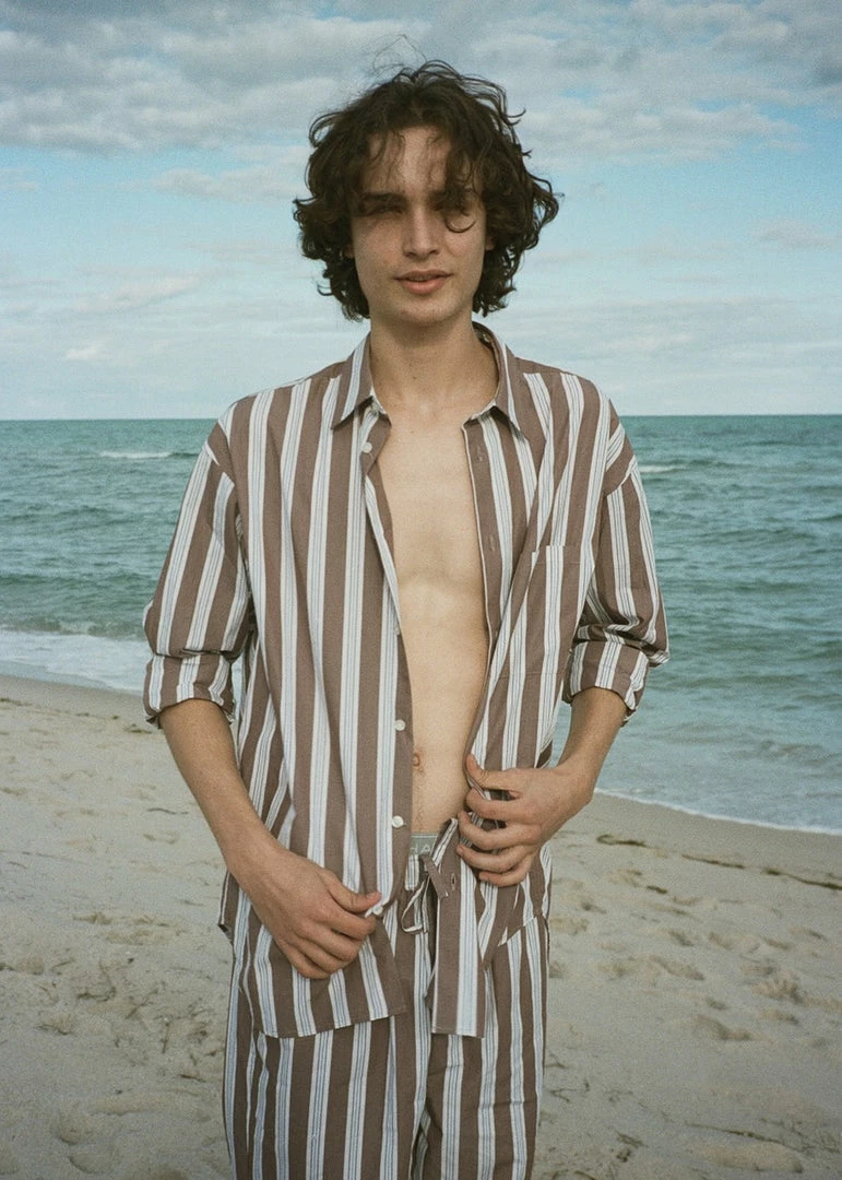 Best Sale ❤️ Samsoe Men Samsøe & Samsøe Marley 👕 Shirt - Brown Stripe ✨ 1 Samsoe Men Samsøe & Samsøe Marley Shirt - Brown Stripe