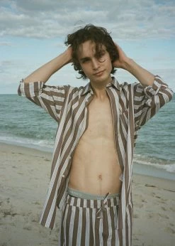 Best Sale ❤️ Samsoe Men Samsøe & Samsøe Marley 👕 Shirt - Brown Stripe ✨ 22 Samsoe Men Samsøe & Samsøe Marley Shirt - Brown Stripe