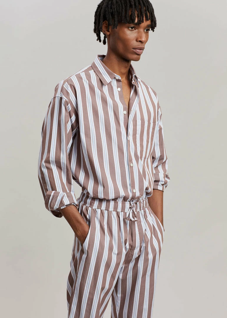 Best Sale ❤️ Samsoe Men Samsøe & Samsøe Marley 👕 Shirt - Brown Stripe ✨ 11 Samsoe Men Samsøe & Samsøe Marley Shirt - Brown Stripe