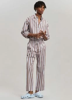 Best Sale ❤️ Samsoe Men Samsøe & Samsøe Marley 👕 Shirt - Brown Stripe ✨ 29 Samsoe Men Samsøe & Samsøe Marley Shirt - Brown Stripe