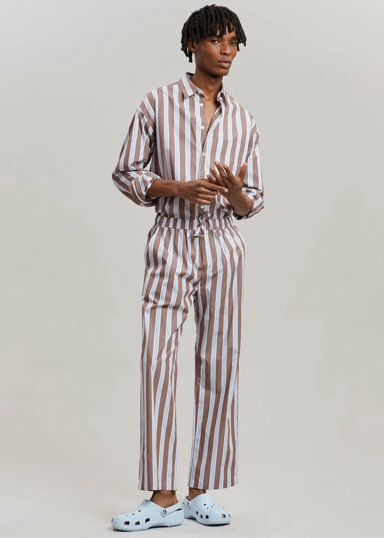 Best Sale ❤️ Samsoe Men Samsøe & Samsøe Marley 👕 Shirt - Brown Stripe ✨ 13 Samsoe Men Samsøe & Samsøe Marley Shirt - Brown Stripe