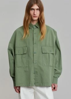 The Frankie Shop Men Seb Cargo Shirt - Army Green