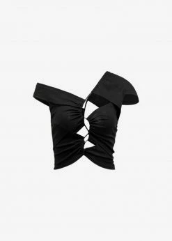 CLOTHING Sid Neigum Asymmetrical Cutout Tension Blouse - Black