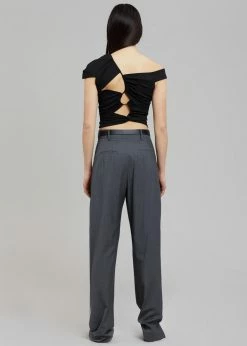 CLOTHING Sid Neigum Asymmetrical Cutout Tension Blouse - Black